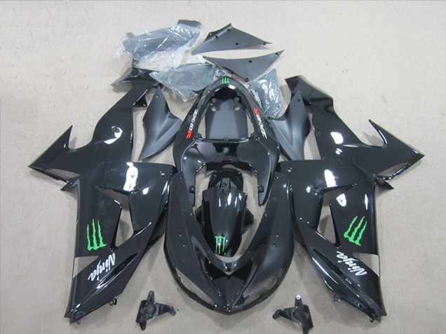 2006-2007 Kawasaki ZX10R Motorcycle Fairings - Glossy Black Green Monster UK Manufacturers