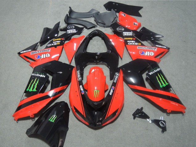 2006-2007 Kawasaki ZX10R Motorcycle Fairings - Red Glossy Black Green Elf Touch4 Monster UK Manufacturers