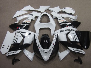 2006-2007 Kawasaki ZX10R Motorcycle Fairings - White Glossy Black Elf Touch4 Monster Energy UK Manufacturers