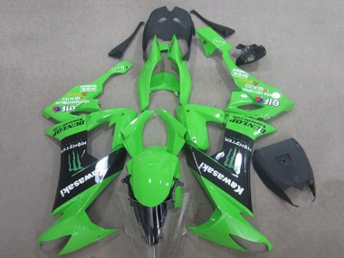 2008-2010 Kawasaki ZX10R Motorcycle Fairings - Green Black Monster Energy Elf Dunlop UK Manufacturers