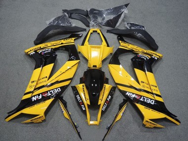 2011-2015 Kawasaki ZX10R Motorcycle Fairings - Yellow Glossy Black Delt Fin UK Manufacturers