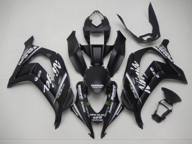 2016-2020 Kawasaki ZX10R Motorcycle Fairings - Matte Black Green White Monster Racing Team Motocard UK Manufacturers