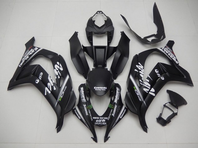 2016-2020 Kawasaki ZX10R Motorcycle Fairings - Matte Black Green White Monster Racing Team Motocard UK Manufacturers