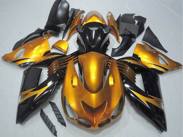 2006-2011 Kawasaki ZX14R ZZR1400 Motorcycle Fairing - Gold Glossy Black UK Manufacturers