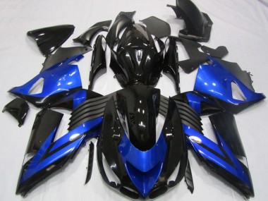 2006-2011 Kawasaki ZX14R ZZR1400 Motorcycle Fairings - Blue Glossy Black UK Manufacturers