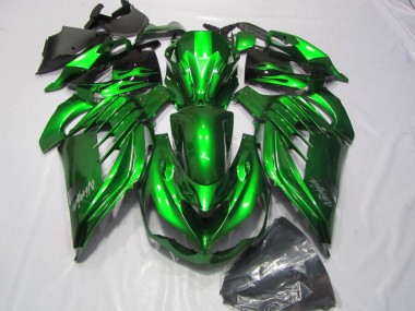 2012-2024 Kawasaki ZX14R ZZR1400 Motorcycle Fairings - Green Glossy Black Silver Ninja UK Manufacturers