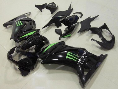 2008-2012 Kawasaki ZX250R Motorcycle Fairings - Glossy Black Green Monster Energy UK Manufacturers