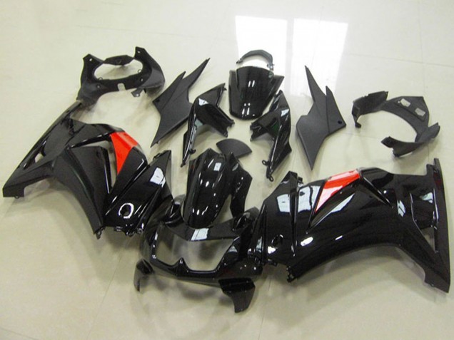 2008-2012 Kawasaki ZX250R Motorcycle Fairings - Glossy Black Red UK Manufacturers