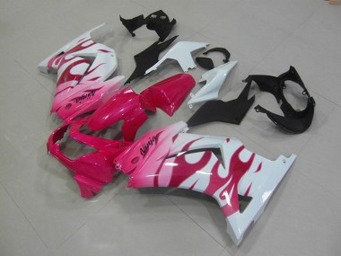 2008-2012 Kawasaki ZX250R Motorcycle Fairings - White Pink Flame UK Manufacturers