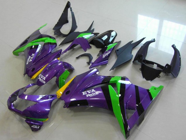 2008-2012 Kawasaki ZX250R Motorcycle Fairings - Purple Green Yellow Black EVA Racing UK Manufacturers