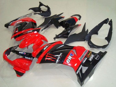 2008-2012 Kawasaki ZX250R Motorcycle Fairings - Red Glossy Black Elf Touch4 Monster UK Manufacturers