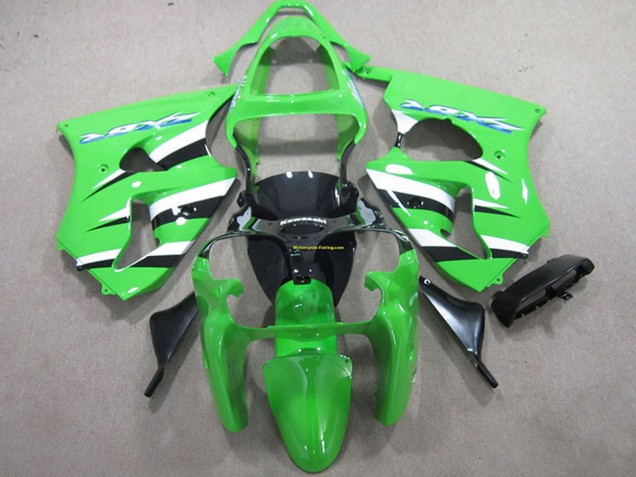 2000-2002 Kawasaki ZX6R Motorcycle Fairing Kit - Green White Black UK Manufacturers