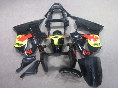 2000-2002 Kawasaki ZX6R Motorcycle Fairing - Glossy Black Yellow Red Bull UK Manufacturers
