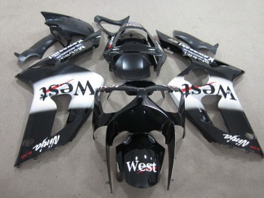2003-2004 Kawasaki ZX6R Motorcycle Fairing - Glossy Black White West UK Manufacturers