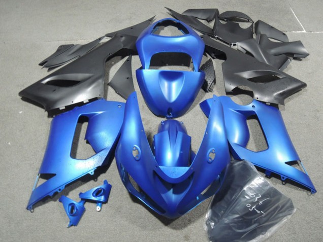 2005-2006 Kawasaki ZX6R Motorcycle Fairing Kits - Blue Matte Black UK Manufacturers