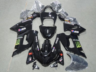 2005-2006 Kawasaki ZX6R Motorcycle Fairings - Glossy Black Green Monster UK Manufacturers