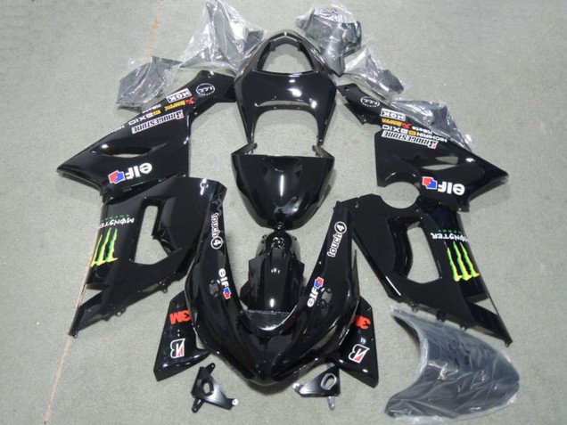 2005-2006 Kawasaki ZX6R Motorcycle Fairings - Glossy Black Green Monster UK Manufacturers