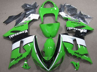 2005-2006 Kawasaki ZX6R Motorcycle Fairings - Green White Black UK Manufacturers