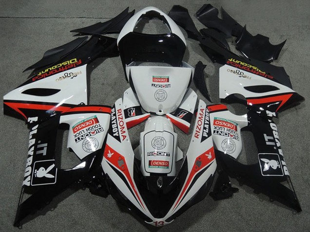 2005-2006 Kawasaki ZX6R Motorcycle Fairings - White Black Red Rizoma Playboy UK Manufacturers