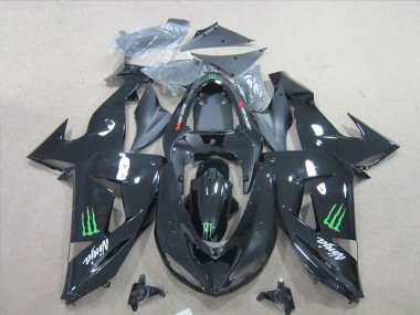 2007-2008 Kawasaki ZX6R Motorcycle Fairings - Black Ninja Green Monster UK Manufacturers