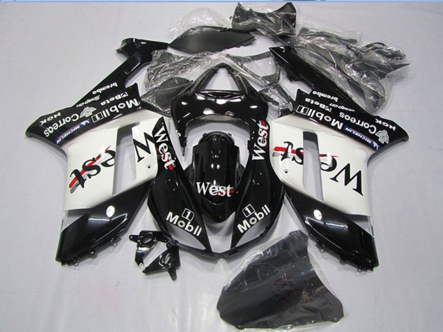 2007-2008 Kawasaki ZX6R Motorcycle Fairings - Black West Mobil UK Manufacturers