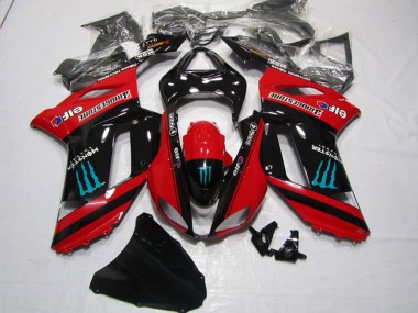 2007-2008 Kawasaki ZX6R Motorcycle Fairings - Red Black Monster UK Manufacturers