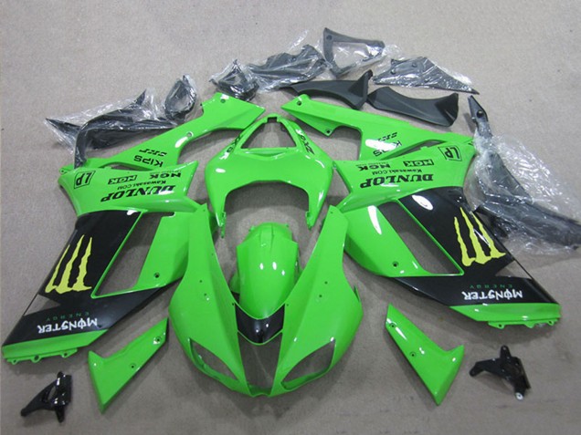 2007-2008 Kawasaki ZX6R Motorcycle Fairings - White Blue Ninja UK Manufacturers