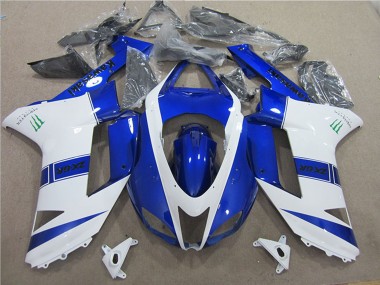 2007-2008 Kawasaki ZX6R Motorcycle Fairings - Blue White Monster UK Manufacturers