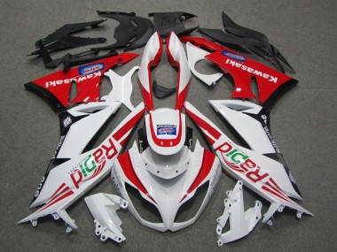 2009-2012 Kawasaki ZX6R Motorcycle Fairings - White Red Black Rapid UK Manufacturers