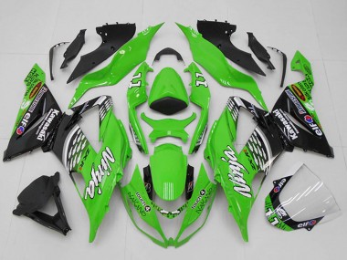 2013-2018 Kawasaki ZX6R Motorcycle Fairings - Green White Silver Black Elf Touch4 Bridgestone 11 UK Manufacturers