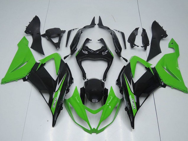 2013-2018 Kawasaki ZX6R Motorcycle Fairings Kits - Green Glossy Black UK Manufacturers