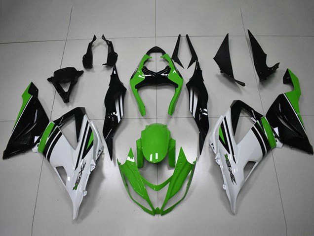 2013-2018 Kawasaki ZX6R Motorcycle Fairings - Green White Black Stripe UK Manufacturers