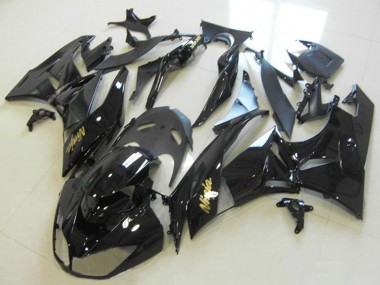 2013-2018 Kawasaki ZX6R Motorcycle Fairings - Glossy Black Gold Ninja UK Manufacturers
