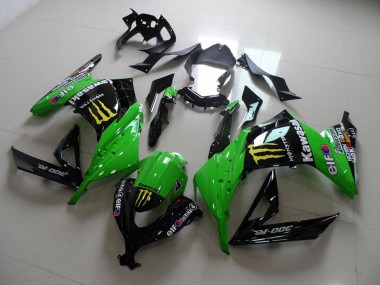 2013-2018 Kawasaki ZX300R Motorcycle Fairings - Green Glossy Black Yellow Elf Touch4 Monster UK Manufacturers