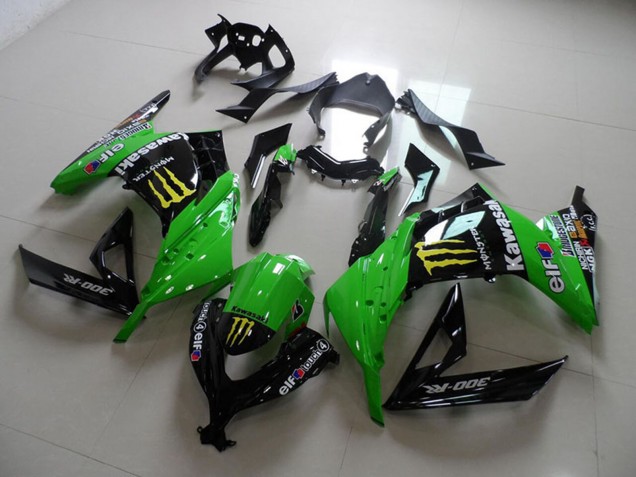 2013-2018 Kawasaki ZX300R Motorcycle Fairings - Green Glossy Black Yellow Elf Touch4 Monster UK Manufacturers
