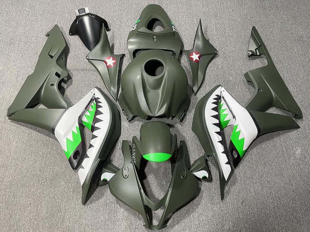 2007-2008 Honda CBR600RR Motorcycle Fairings - Army Green White Green Shark UK Manufacturers
