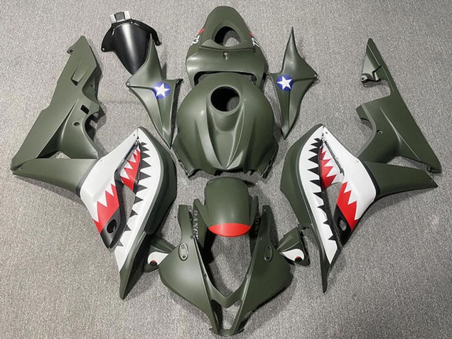 2007-2008 Honda CBR600RR Motorcycle Fairings - Army Green White Red Shark UK Manufacturers