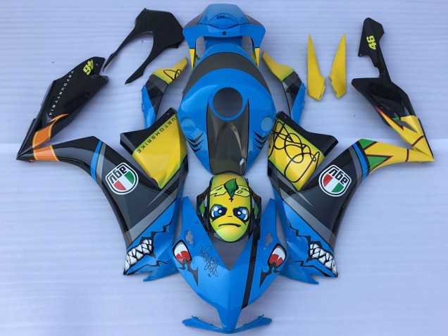 2012-2016 Honda CBR1000RR Motorcycle Fairings - Blue Yellow Glossy Black Shark Teeth UK Manufacturers