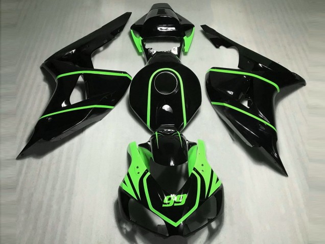 2006-2007 Honda CBR1000RR Motorcycle Fairings - Glossy Black High Viz Green UK Manufacturers