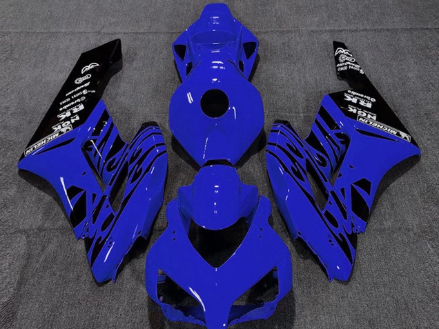2004-2005 Honda CBR1000RR Motorcycle Fairings - Blue Glossy Black Flame UK Manufacturers
