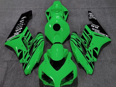 2004-2005 Honda CBR1000RR Motorcycle Fairings - Green Glossy Black Flame UK Manufacturers