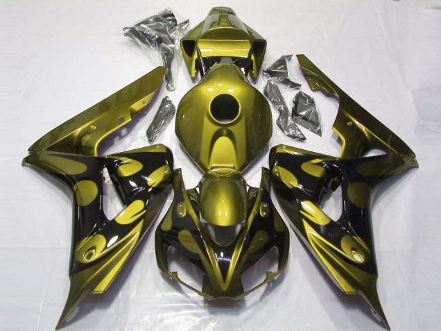 2006-2007 Honda CBR1000RR Motorcycle Fairings - Glossy Yellow Glossy Black Flame UK Manufacturers