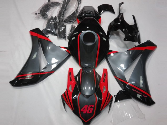 2008-2011 Honda CBR1000RR Motorcycle Fairings - Grey Red Matte Black Motul 46 UK Manufacturers