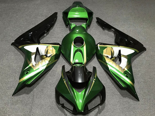 2006-2007 Honda CBR1000RR Motorcycle Fairings - Green White Gold Glossy Black UK Manufacturers