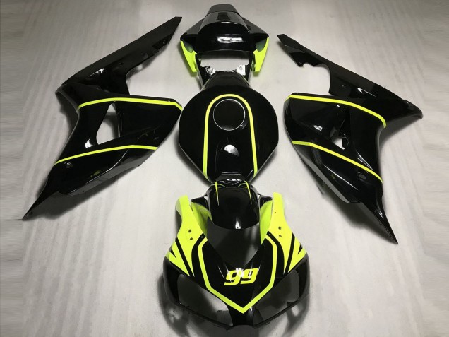 2006-2007 Honda CBR1000RR Motorcycle Fairings - Glossy Black High Viz Yellow 99 UK Manufacturers
