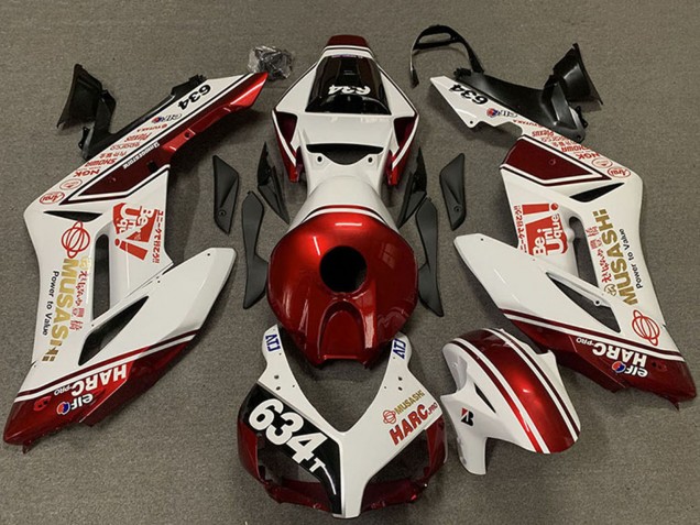 2004-2005 Honda CBR1000RR Motorcycle Fairings - White Red Musashi 634 UK Manufacturers