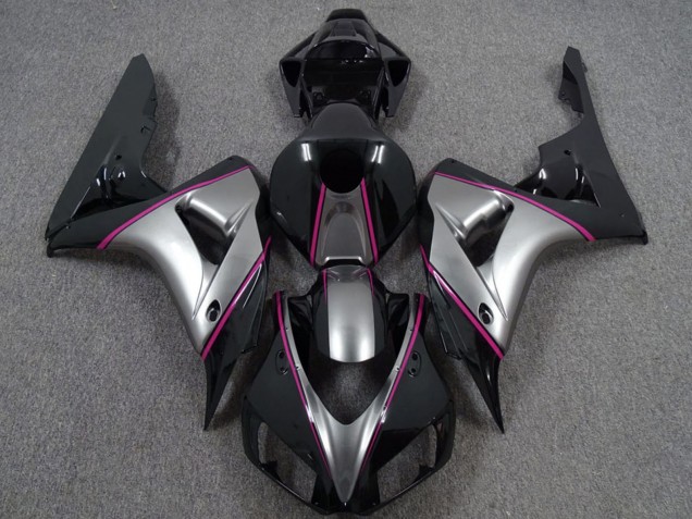 2006-2007 Honda CBR1000RR Motorcycle Fairings - Silver Pink Glossy Black Pinstripe UK Manufacturers