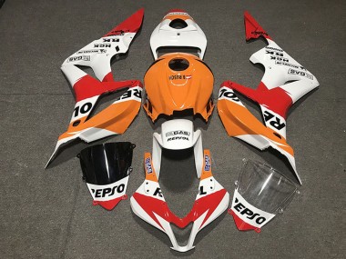 2007-2008 Honda CBR600RR Motorcycle Fairing - Orange White Red Glossy Black Repsol Style UK Manufacturers