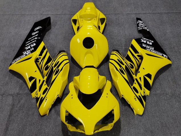 2004-2005 Honda CBR1000RR Motorcycle Fairings - Yellow Glossy Black Flame UK Manufacturers