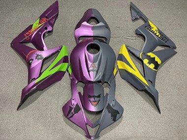 2007-2008 Honda CBR600RR Motorcycle Fairings - Grey Purple Bat Man vs Joker Matte UK Manufacturers